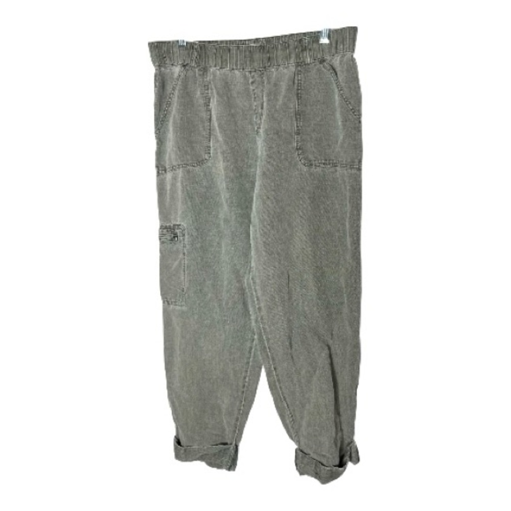 Relaxed linen/lyocell Cargo Pants — Olive Green